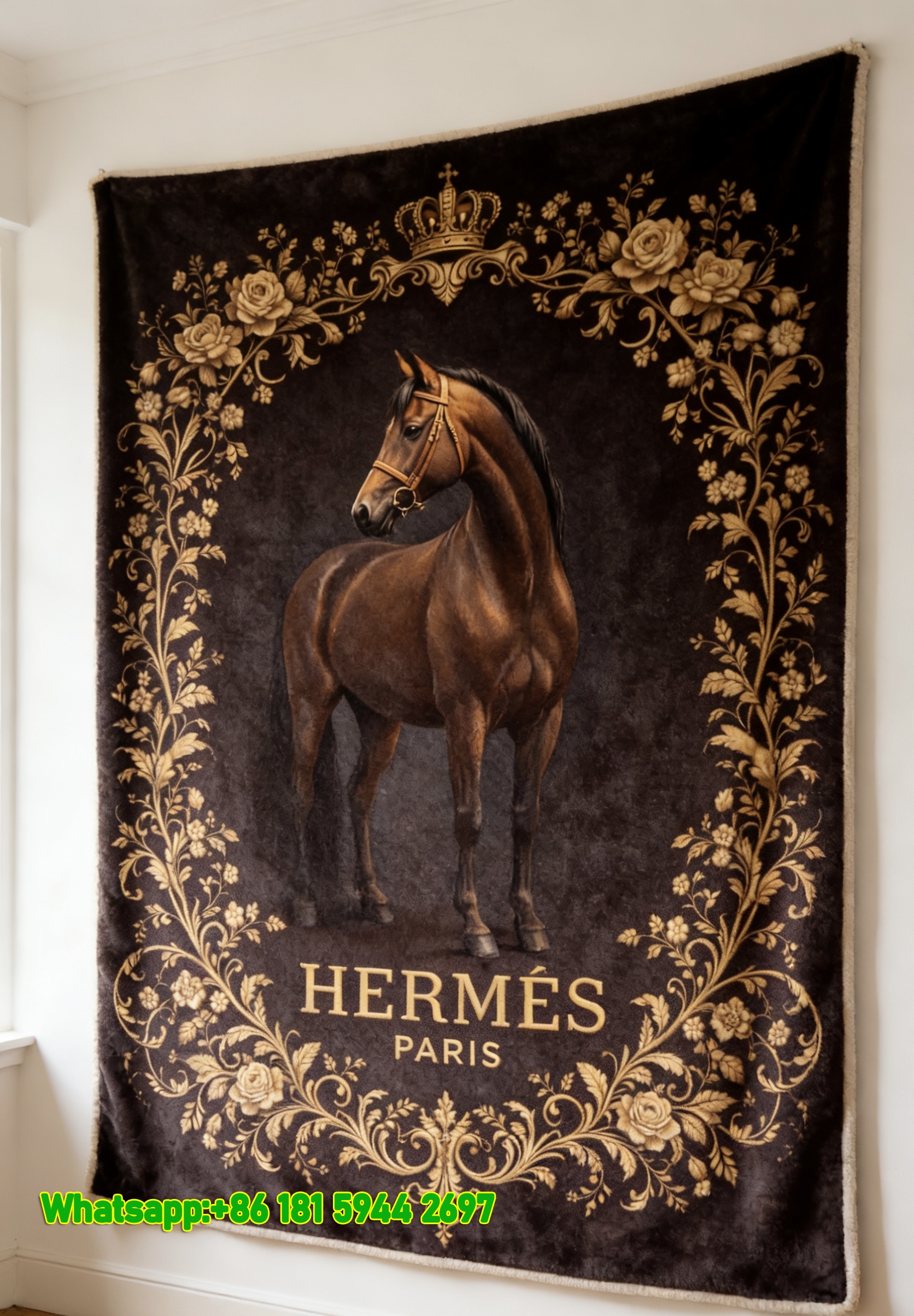 Luxury Hermès Paris Horse Flannel Throw Blanket IMG_5177